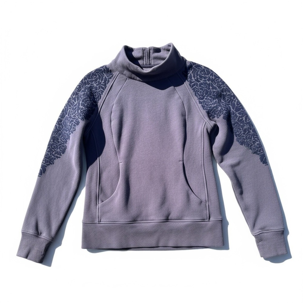 Lululemon Floral Flock Pullover – Light Cotton Terry – Midnight Navy – Size 6